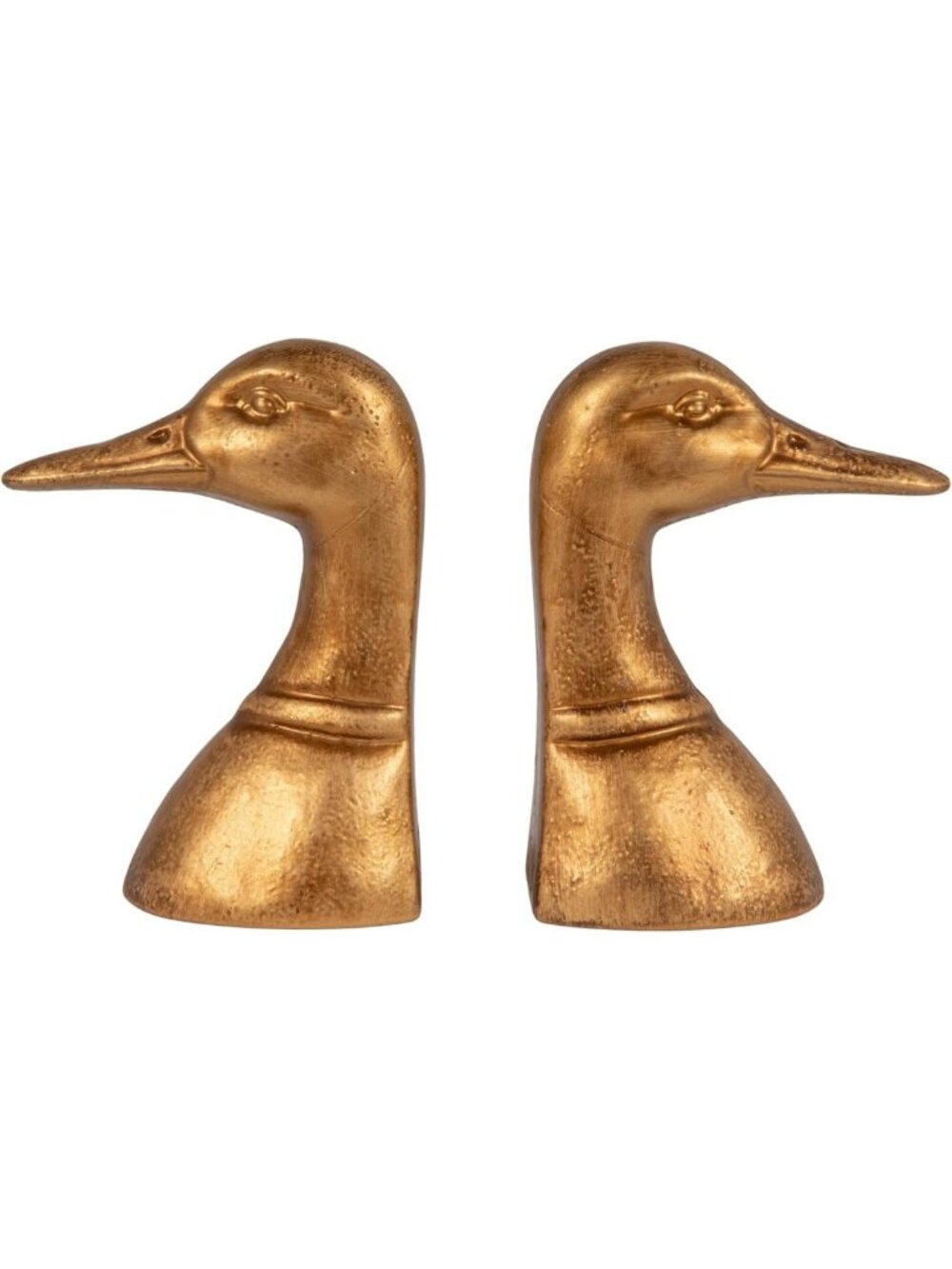 Chic Distressed Cast Iron Duck Head Bookends for Home Decor, Gold Finish - Picture 5 of 6